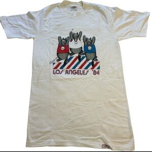 Vintage 80s Crazy Shirts B. Kilban Los Angeles 1984 Olympics Cat T-Shirt Small
